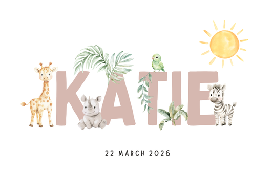 Safari Animals (set 1) - Custom Name Print