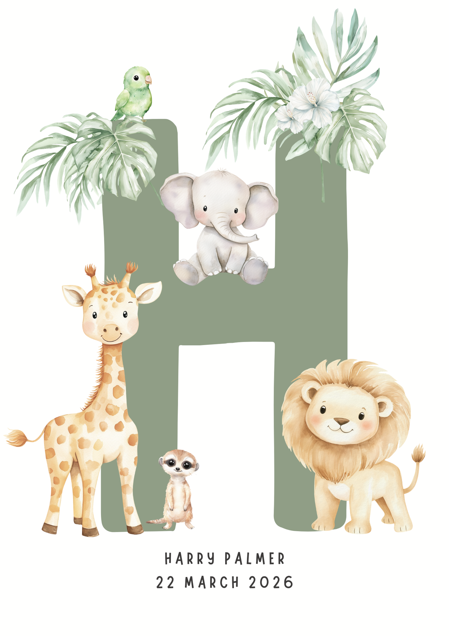 Safari Animals Initial - Custom Name Print 2