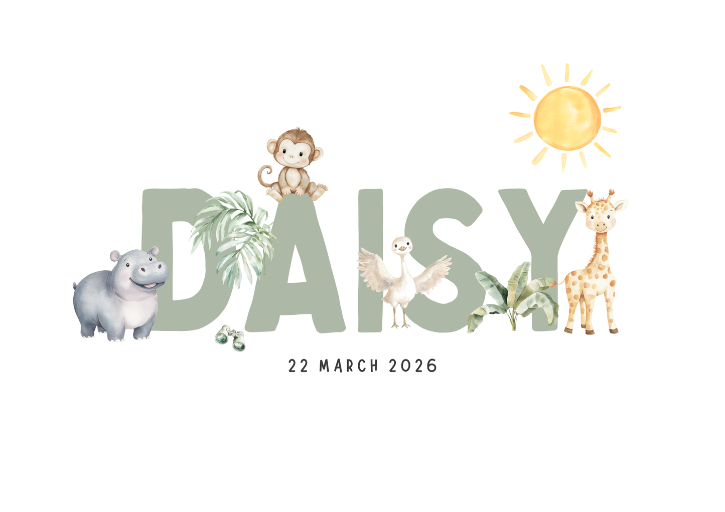 Safari Animals (set 3) - Custom Name Print
