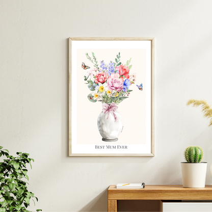 Custom Birth flower bouquet - White Vase