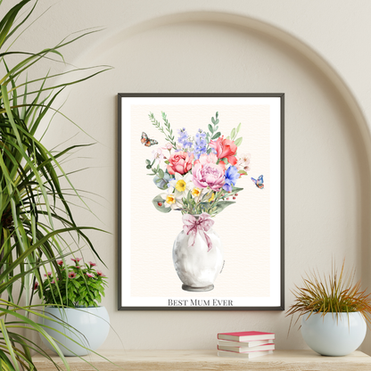 Custom Birth flower bouquet - White Vase