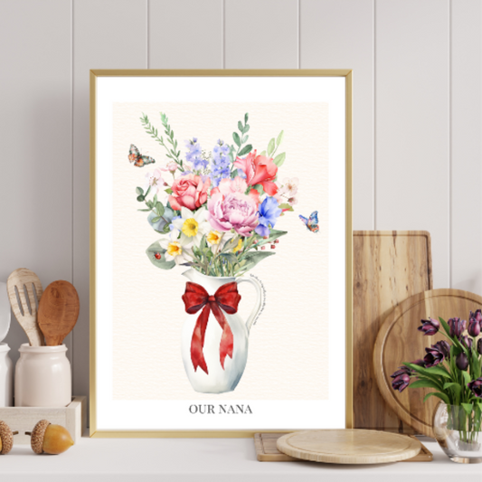 Custom Birth flower bouquet - Jug