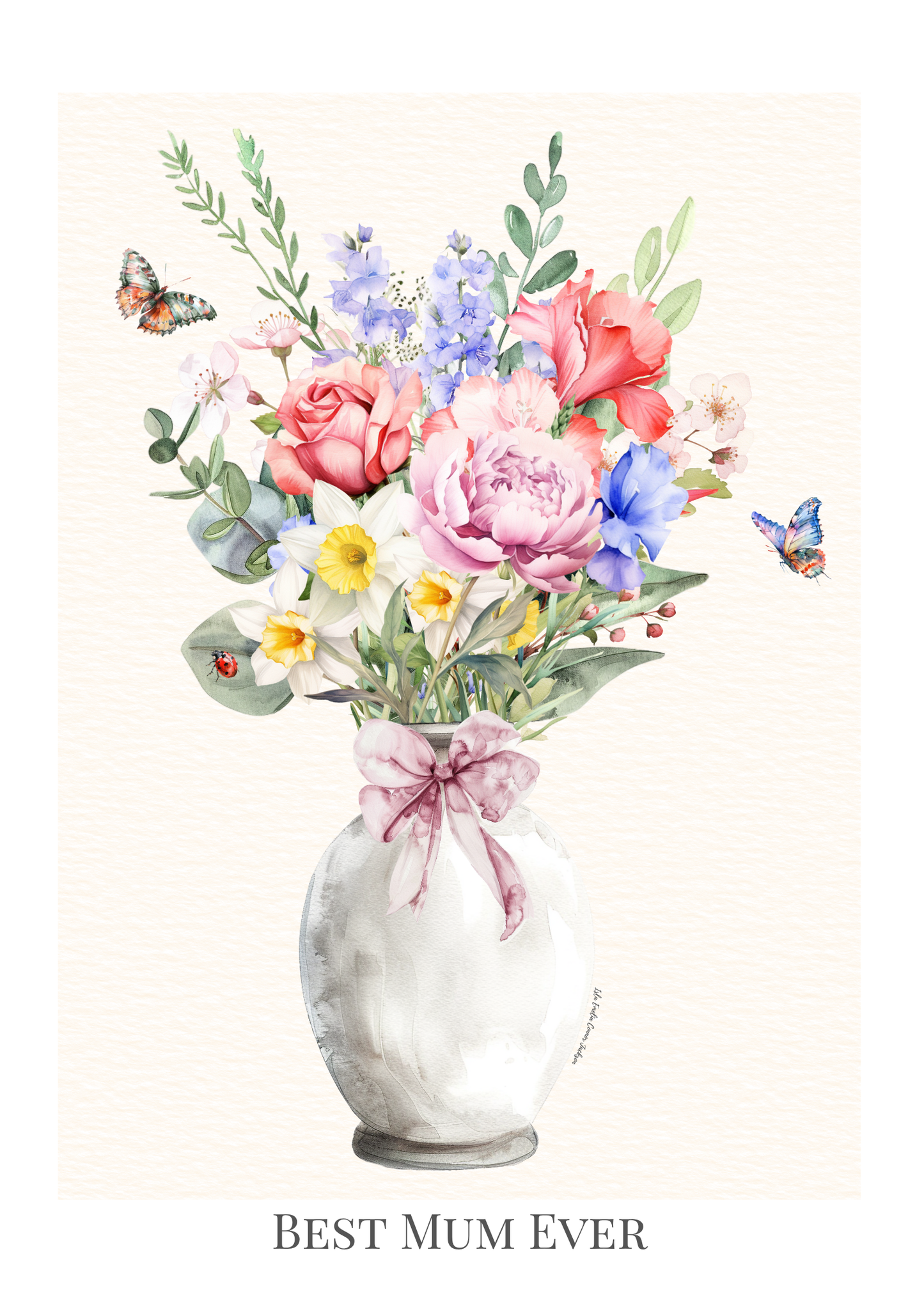 Custom Birth flower bouquet - White Vase