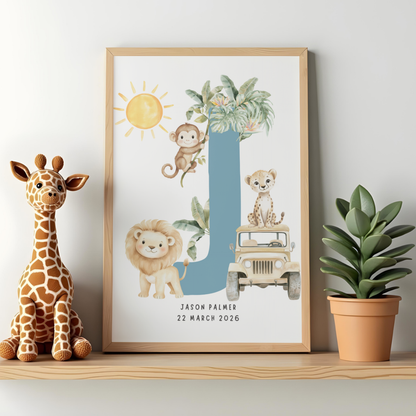 Safari Animals Initial -  Custom Name Print 5