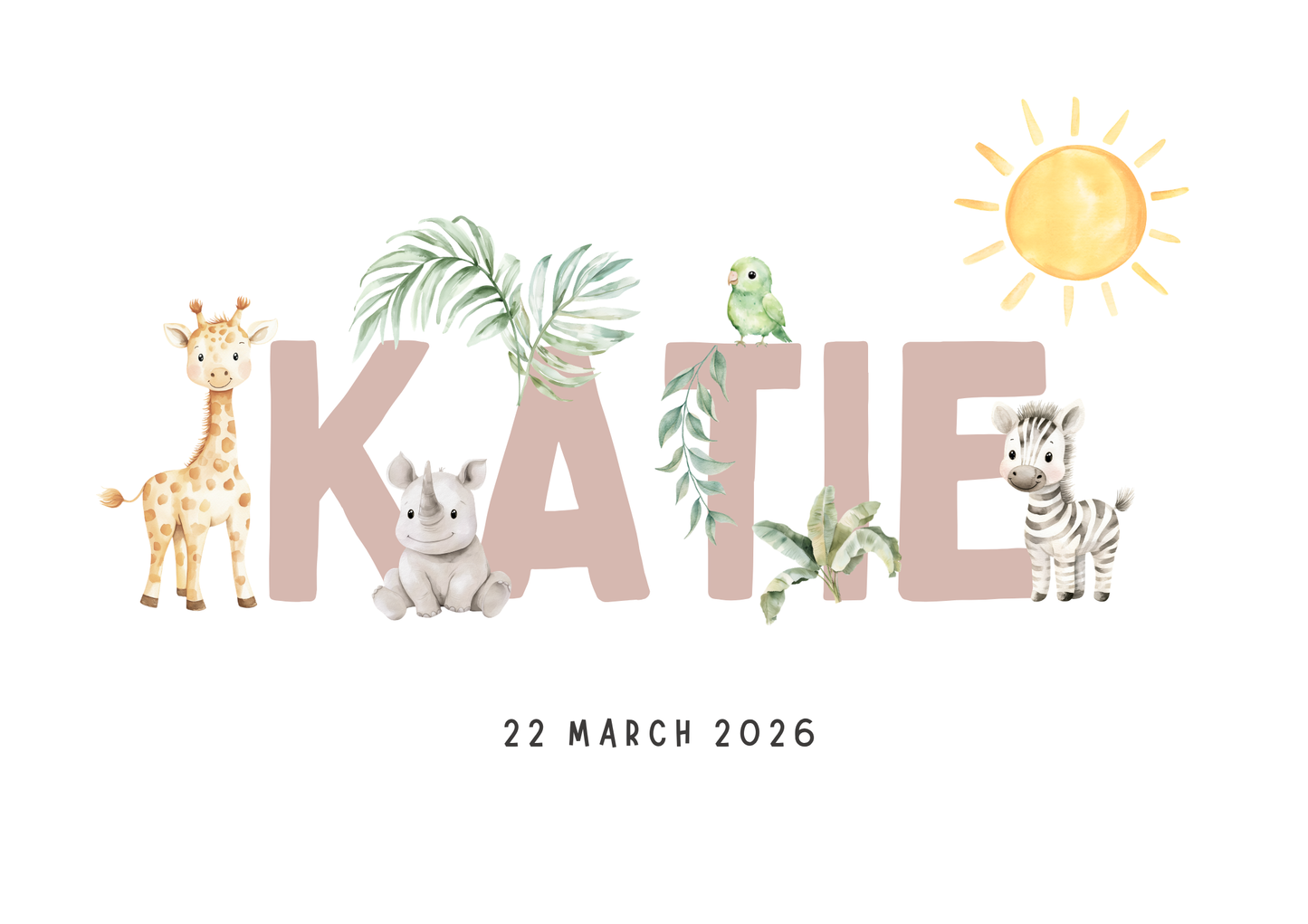 Safari Animals (set 1) - Custom Name Print