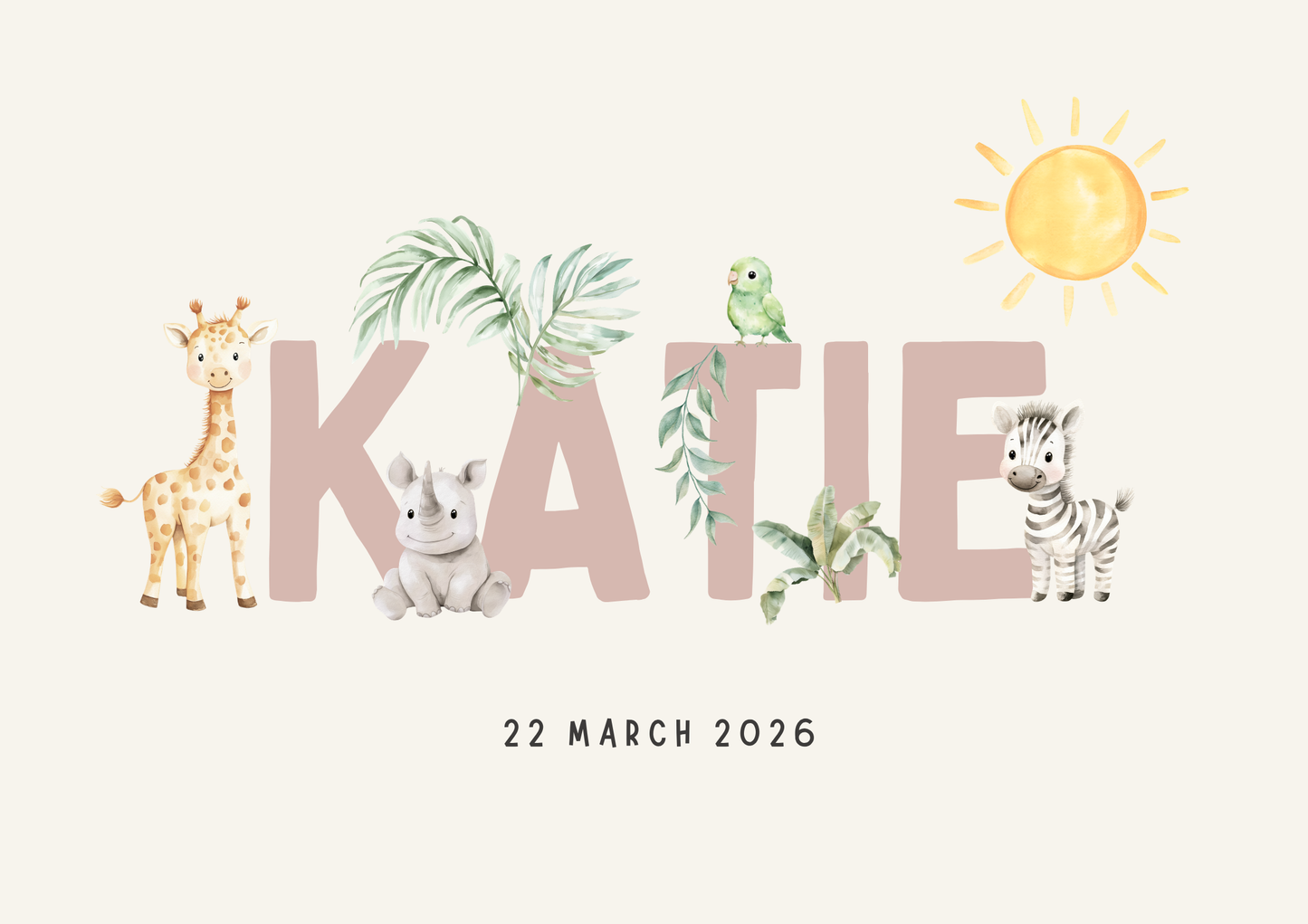 Safari Animals (set 1) - Custom Name Print