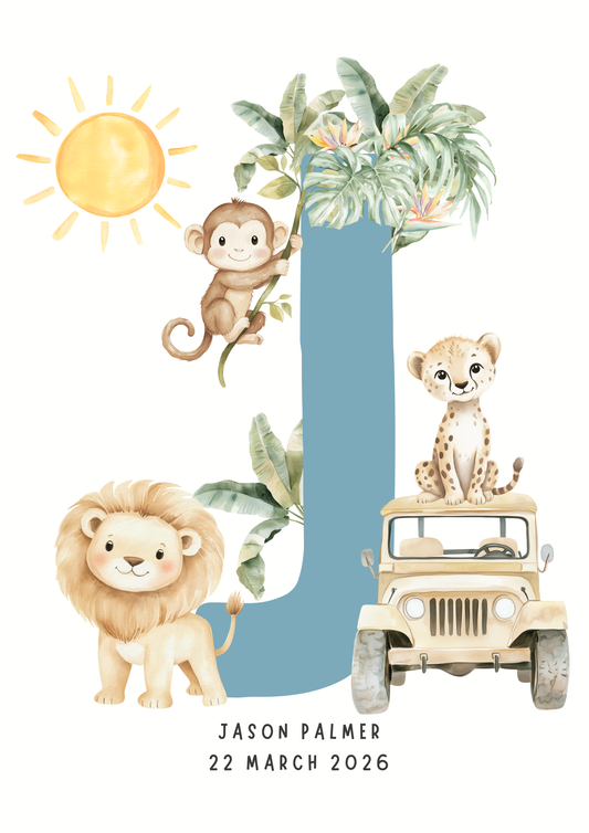 Safari Animals Initial -  Custom Name Print 5