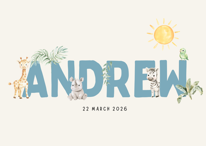 Safari Animals (set 1) - Custom Name Print