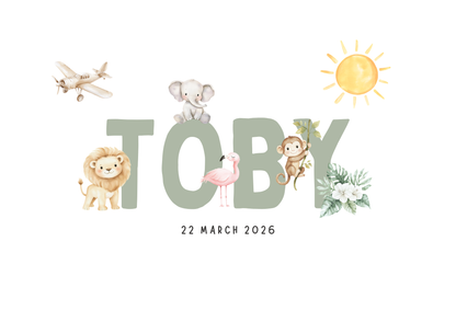 Safari Animals (set 2) - Custom Name Print