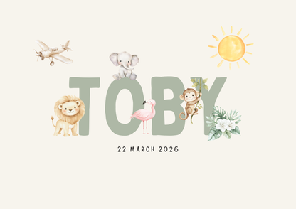 Safari Animals (set 2) - Custom Name Print
