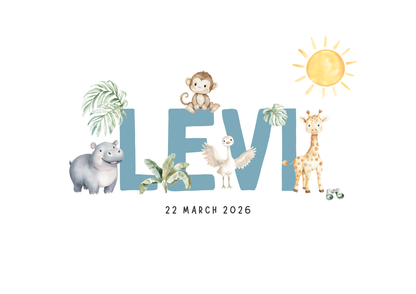 Safari Animals (set 3) - Custom Name Print