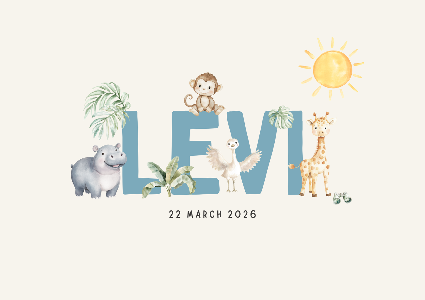 Safari Animals (set 3) - Custom Name Print
