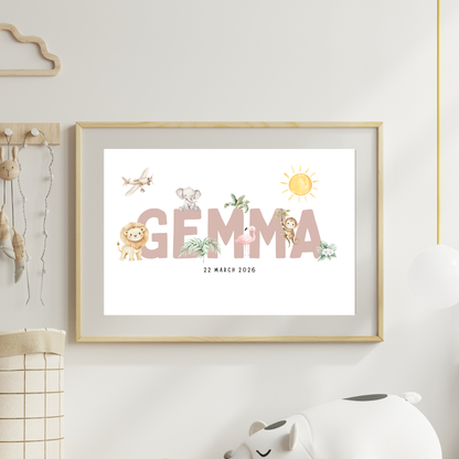 Safari Animals (set 2) - Custom Name Print