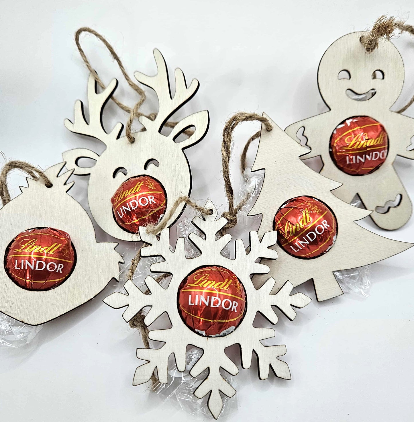 Lindor Chocolate Wooden Ornaments - 5 set