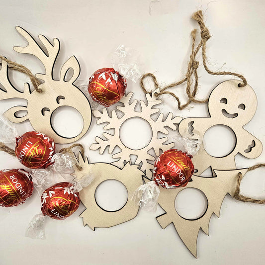 Lindor Chocolate Wooden Ornaments - 5 set