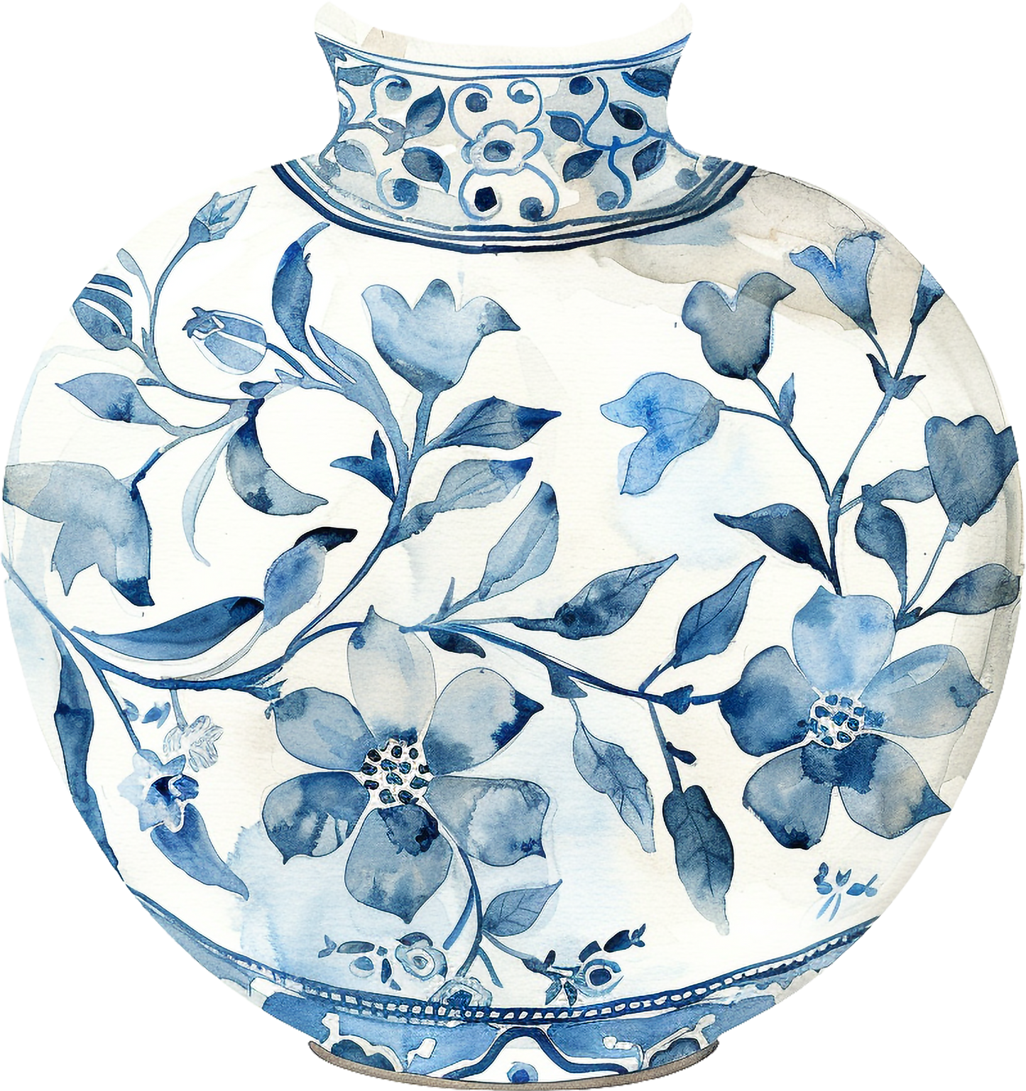 Custom Birth flower bouquet - Blue patterned Vase